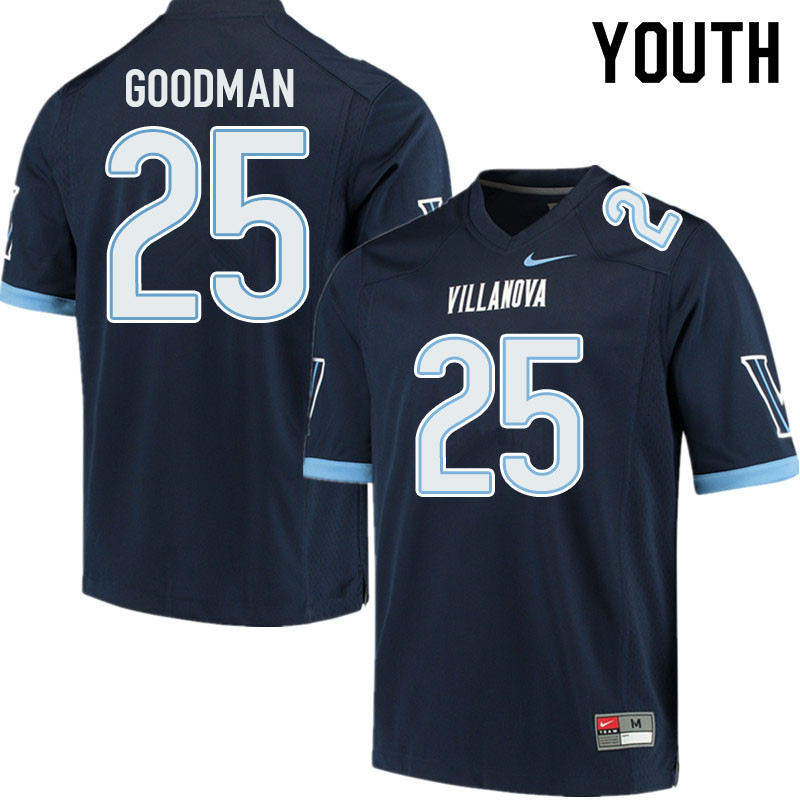Youth #25 Jalen Goodman Villanova Wildcats College Football Jerseys Sale-Navy - Click Image to Close